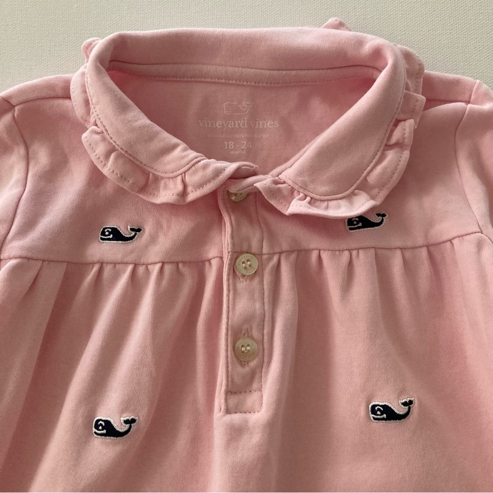 Vineyard Vines Baby Girl 18-24 Months Whale Pink Romper Pima Cotton - Picture 7 of 7